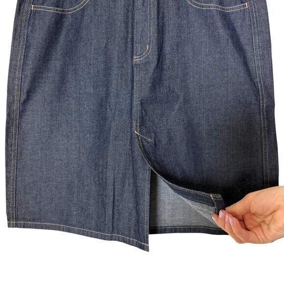 Banana Republic Factory Denim Skirt 100% Cotton Dark Wash Jean Skirt Size 14 - Picture 3 of 7